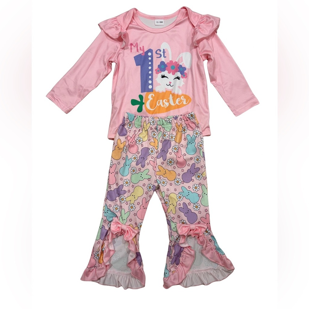My 1st Easter Pink Ruffle Two-Piece Set 12-18 Months - Picture 2 of 3